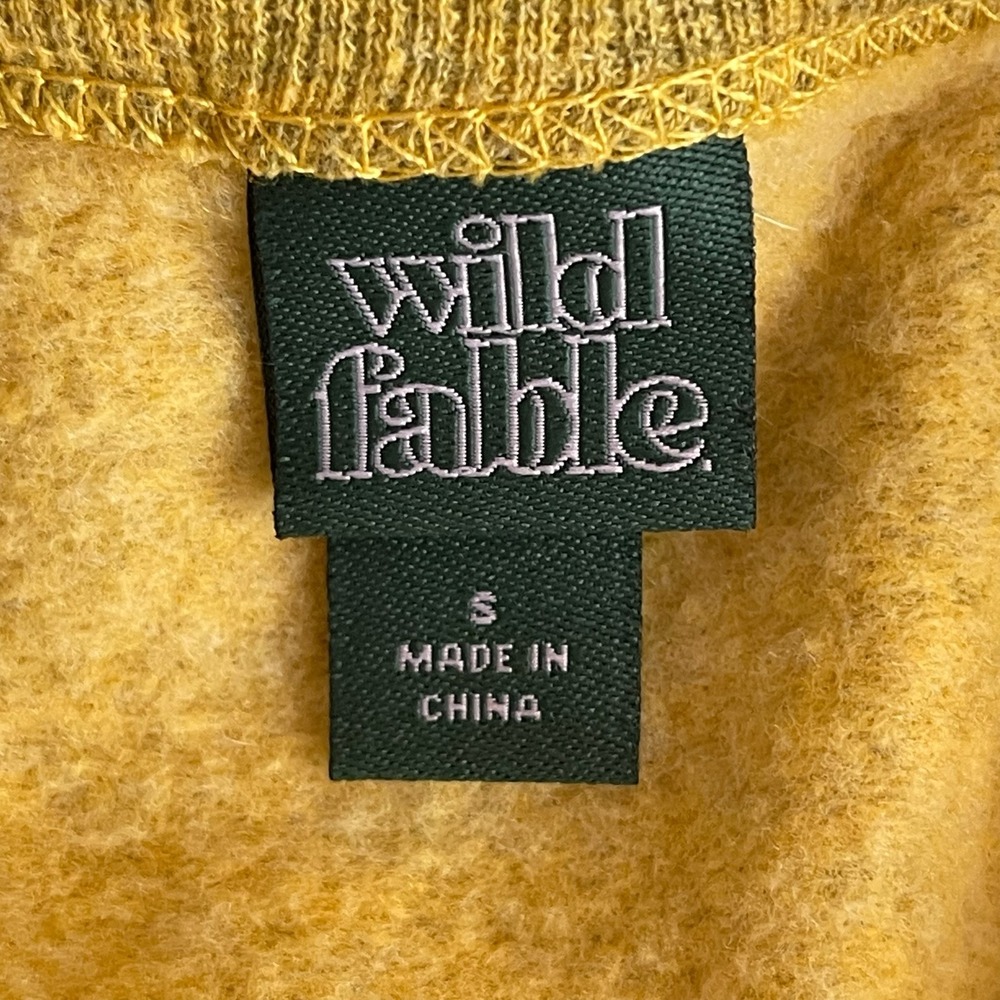 Wild Fable Women's Mustard Yellow Notch Neck Fleece Cropped Sweatshirt Size S - Picture 5 of 6